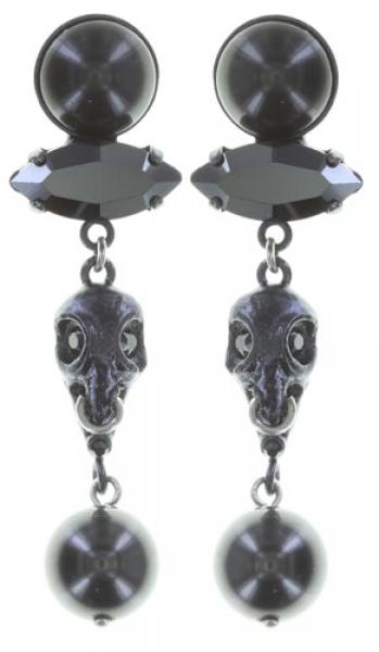 Spell on you Skulls with pearl - antique silver - Konplott earrings - Kopie